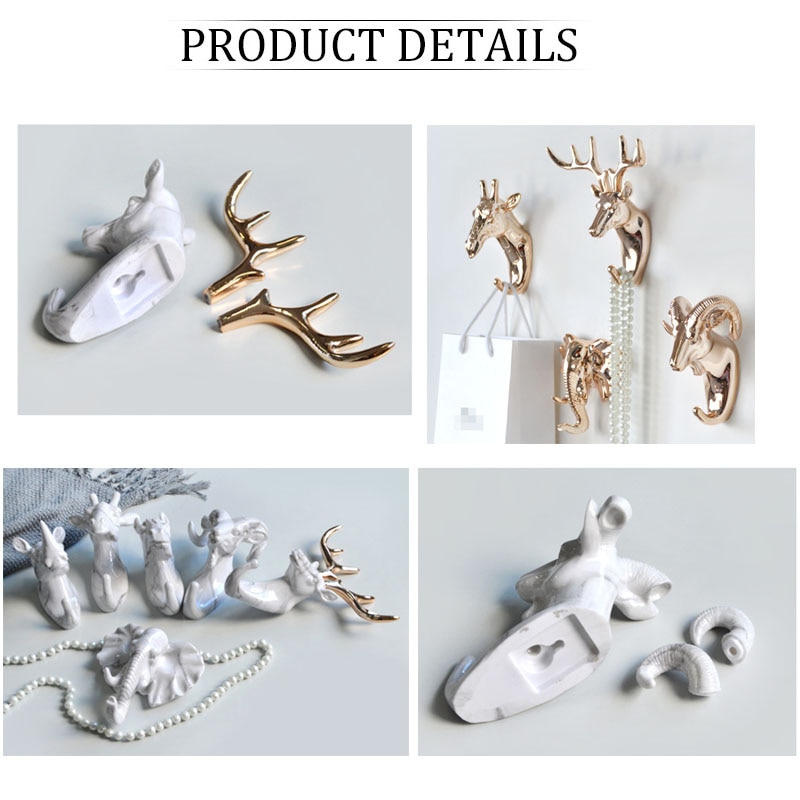 Animal Wall Hooks Metallic Color