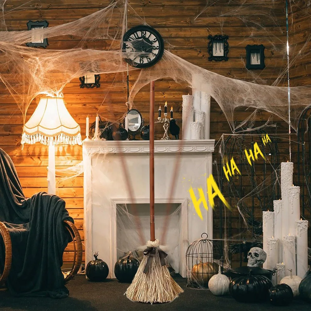 Animated Floating Lighted Witch Broom with Spooky Sound/Mute Mode – Dancing Magic Broom for Home Party Decorations Animated Floating Lighted Witch Broom with Spooky Sound/Mute Mode – Dancing Magic Broom for Home Party Decorations