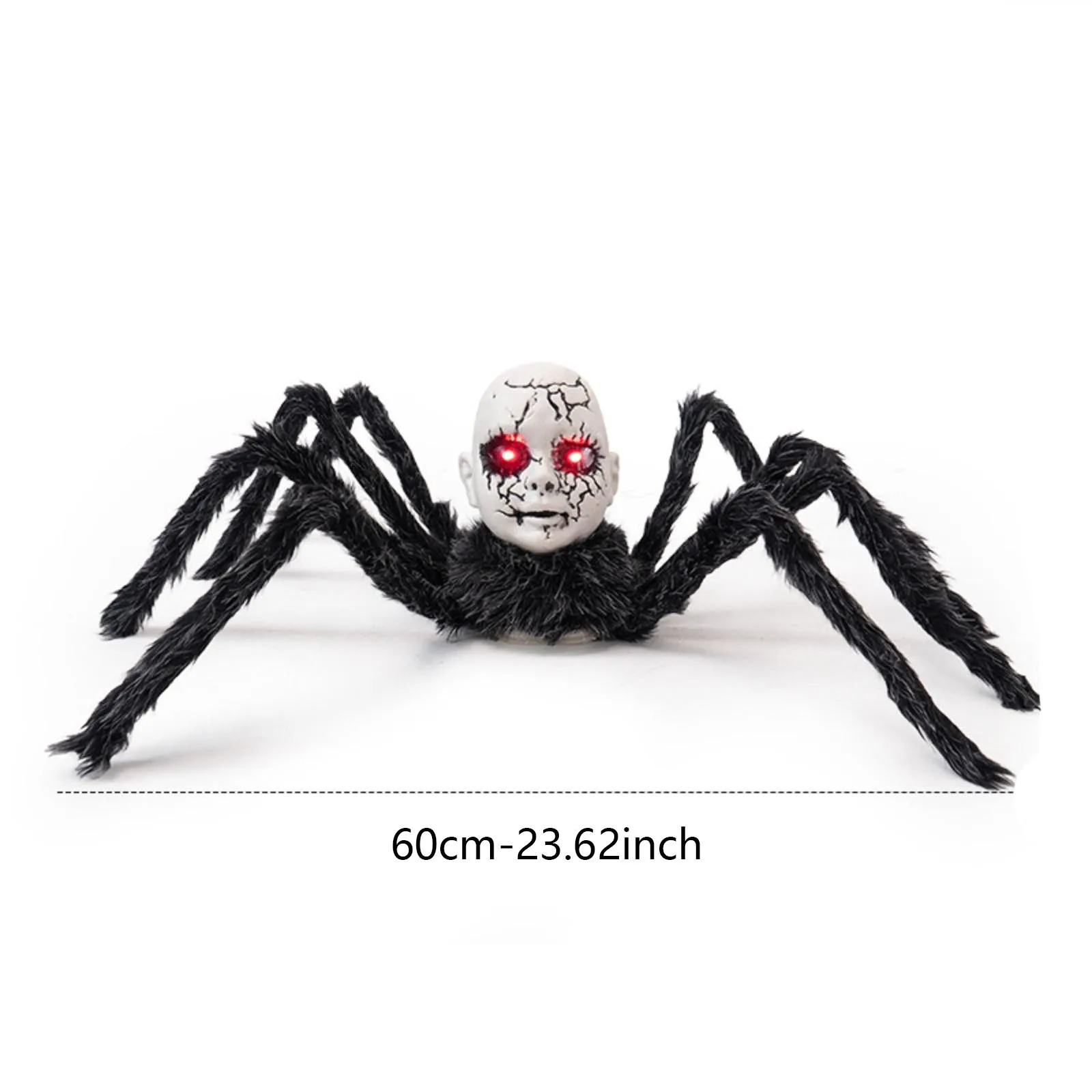 Animatronic Doll Face Spider Motion Activated Glowing Eyes Sound Control Halloween Scary Walking Toy Haunted House Prop