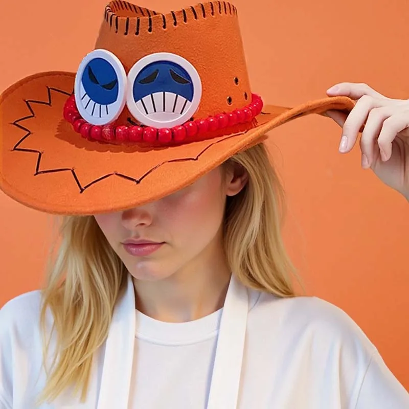 Anime Ace Cosplay Hats Unisex Luffy Ace Orange Cowboy Cap for Kids Adult Halloween Carnival Cosplay Accessories Anime Ace Cosplay Hats Unisex Luffy Ace Orange Cowboy Cap for Kids Adult Halloween Carnival Cosplay Accessories