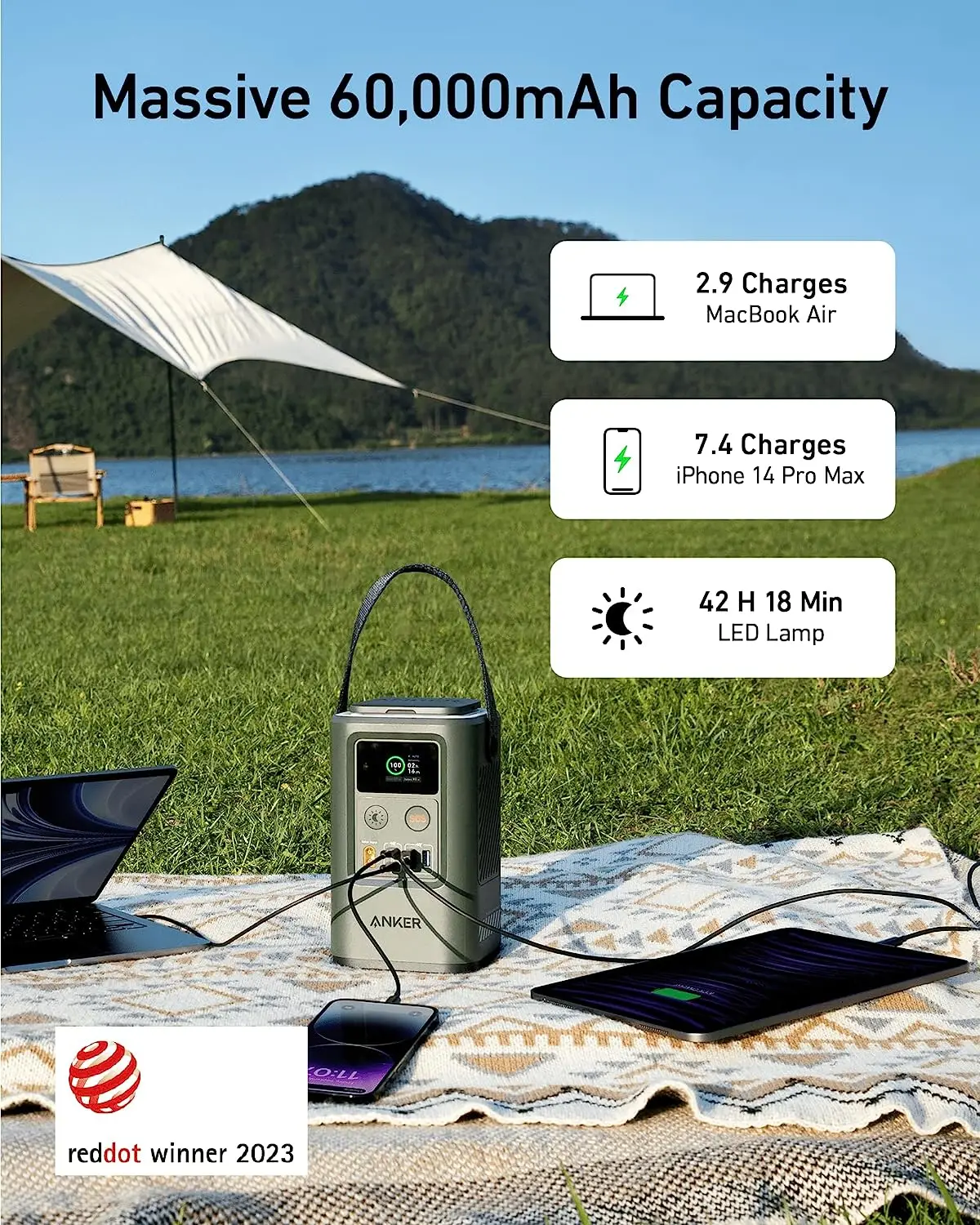 Anker Power Bank (PowerCore Reserve 192Wh) 60000mAh LiFePO4 Portable Charger with Smart Digital Display Anker Power Bank (PowerCore Reserve 192Wh) 60000mAh LiFePO4 Portable Charger with Smart Digital Display