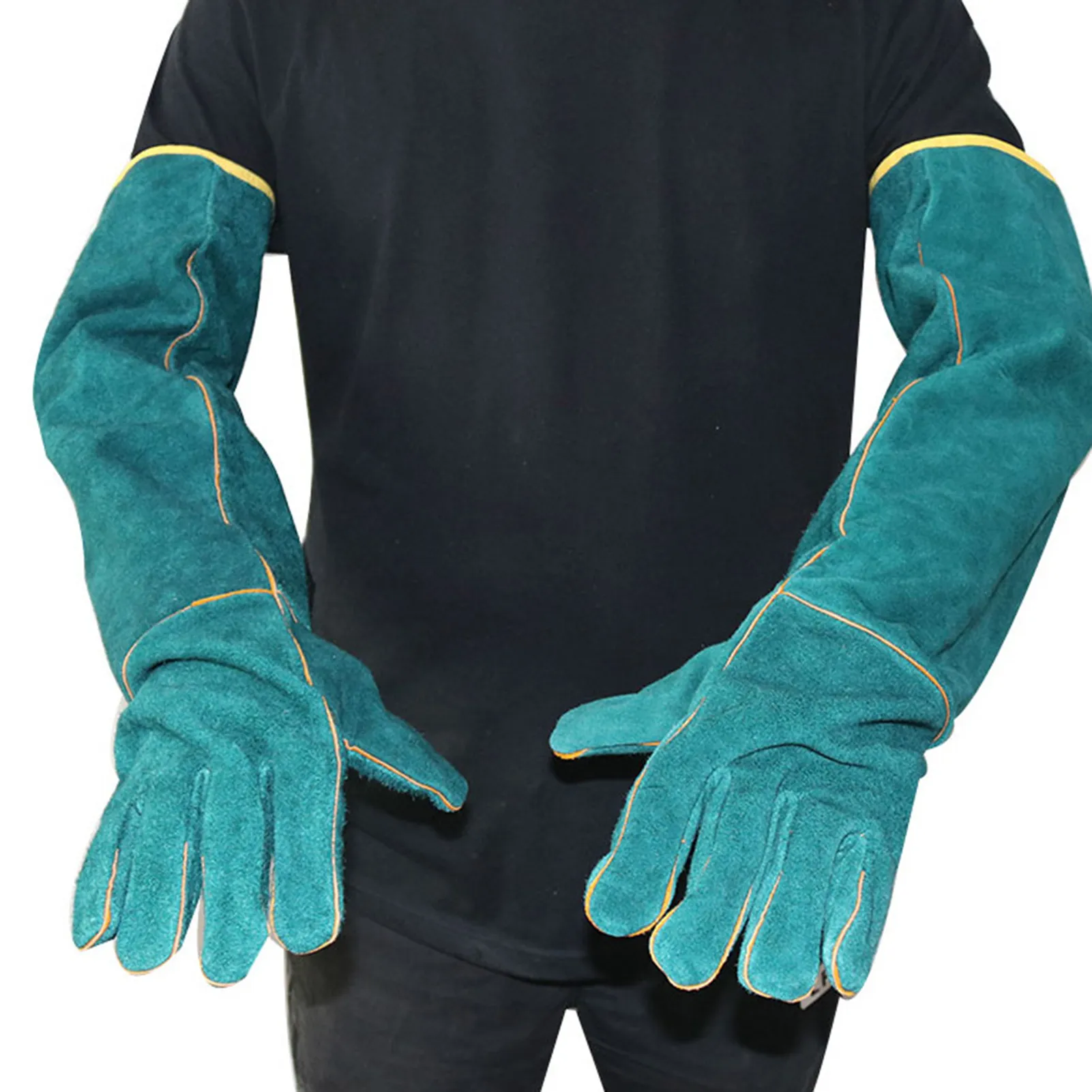 Anti-Bite Safety Gloves Ultra Long Leather Green Pets Grip Biting Protective Gloves for Catch Dog Cat Reptiles Animal Anti-Bite Safety Gloves Ultra Long Leather Green Pets Grip Biting Protective Gloves for Catch Dog Cat Reptiles Animal