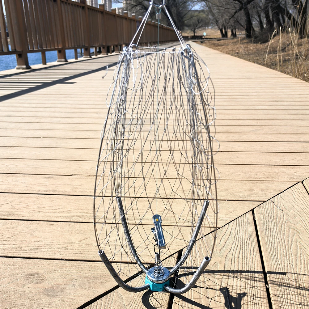 Anti Bite Wire Crab Cage, Underwater Elastic Shrinkage Fishing Net, 60cm Diameter, Professional Underwater Fishing Anti Bite Wire Crab Cage, Underwater Elastic Shrinkage Fishing Net, 60cm Diameter, Professional Underwater Fishing
