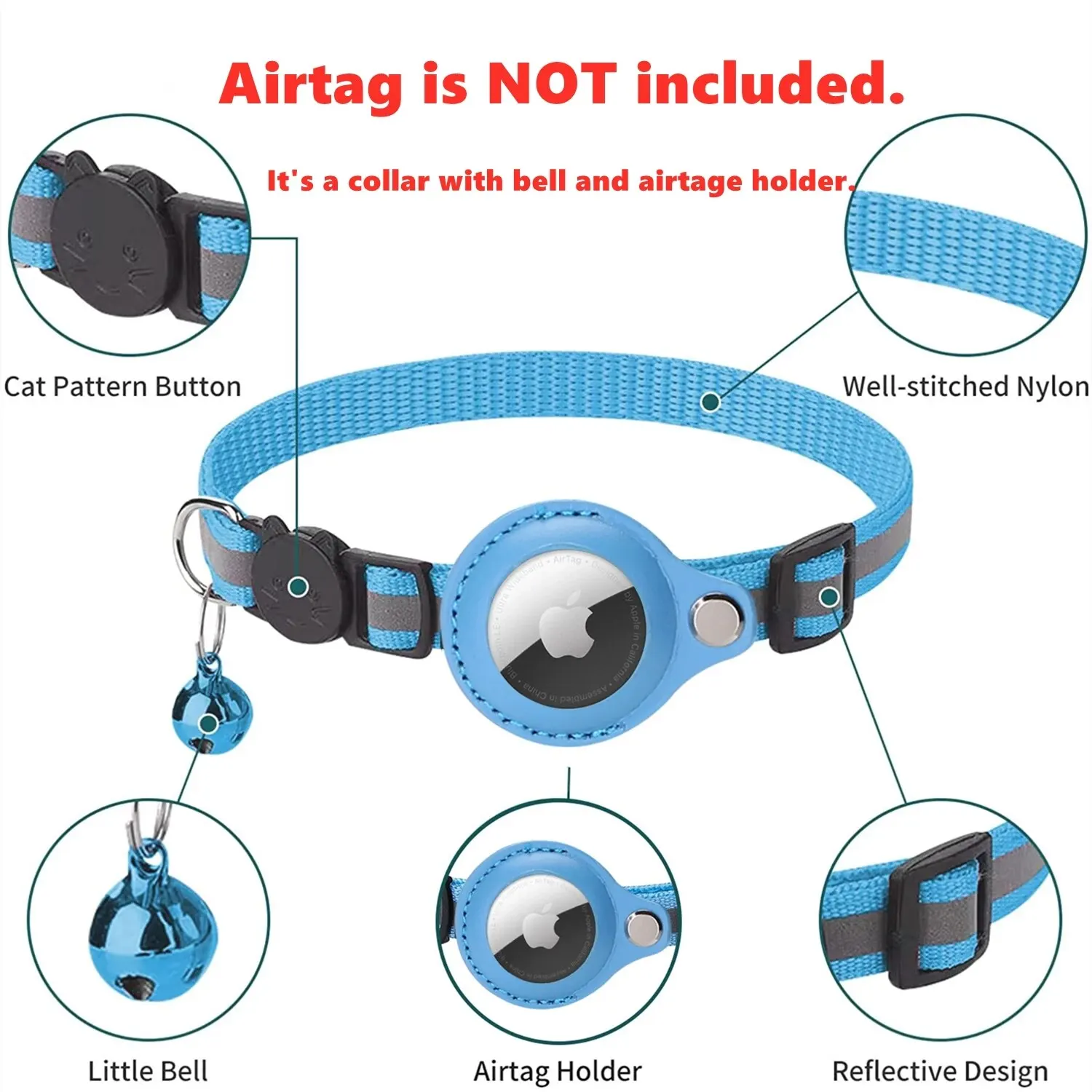 Anti Lost Cat Collar Waterproof Reflective Pet Kitten Necklace Protective Tracker With Bell Cats Accesories Anti Lost Cat Collar Waterproof Reflective Pet Kitten Necklace Protective Tracker With Bell Cats Accesories