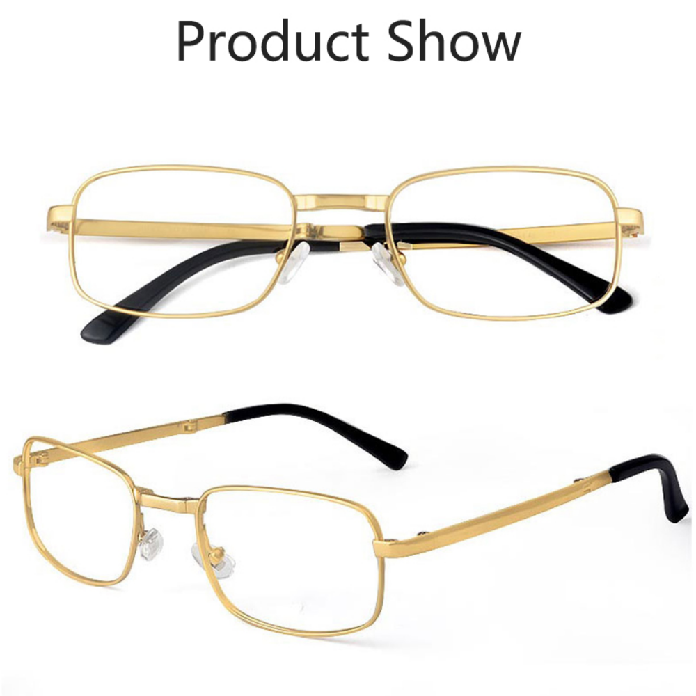 Anti Scratch Reading Glasses with Case Men Women Glass Lens Alloy Full Frame Presbyopic Glasses Magnifying Eyewear