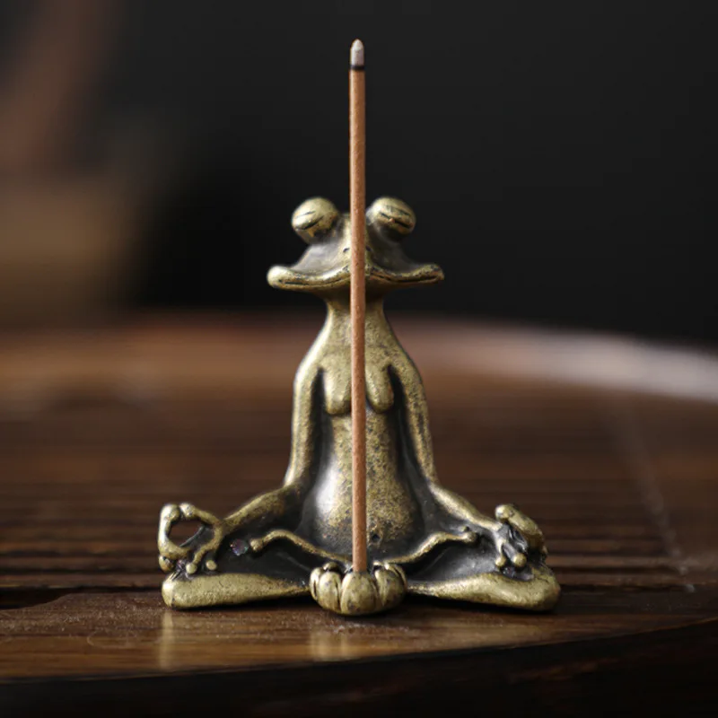 Antique Brass Meditation Zen Frog Statue Ornament Copper Animal Sculpture Incense Burner Home Desk Decorations Tea Pet Antique Brass Meditation Zen Frog Statue Ornament Copper Animal Sculpture Incense Burner Home Desk Decorations Tea Pet