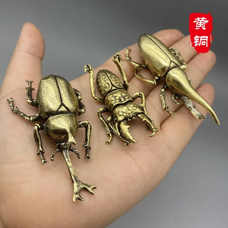Antique Bronze Beetles Miniature Figurine Small Desk Decorations Vintage Copper Insect Tea Pets Ornament Home Decor Antique Bronze Beetles Miniature Figurine Small Desk Decorations Vintage Copper Insect Tea Pets Ornament Home Decor