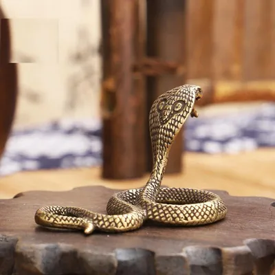 Antique Copper Cobra Snake Figurine