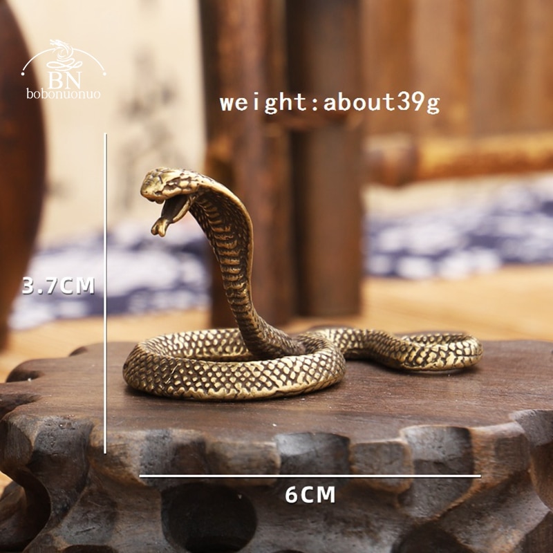 Antique Copper Cobra Snake Figurine