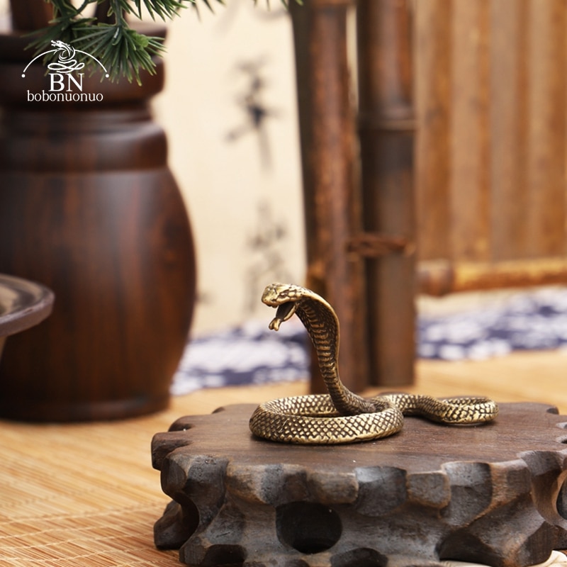 Antique Copper Cobra Snake Figurine