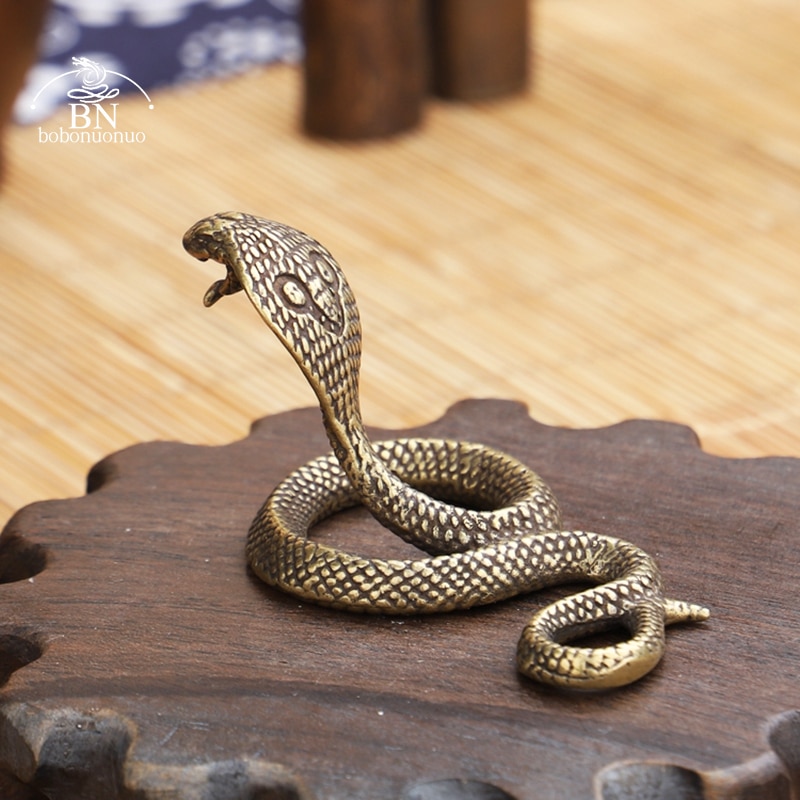 Antique Copper Cobra Snake Figurine
