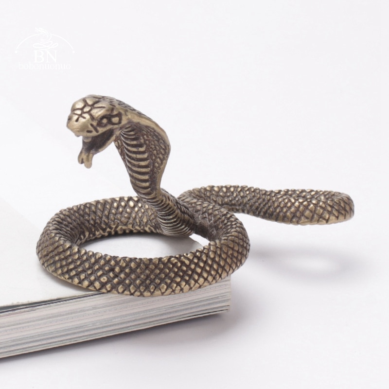 Antique Copper Cobra Snake Figurine