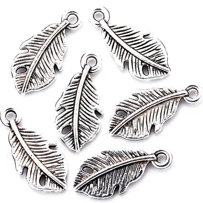 Antique Style Feather Charm (50 pcs)