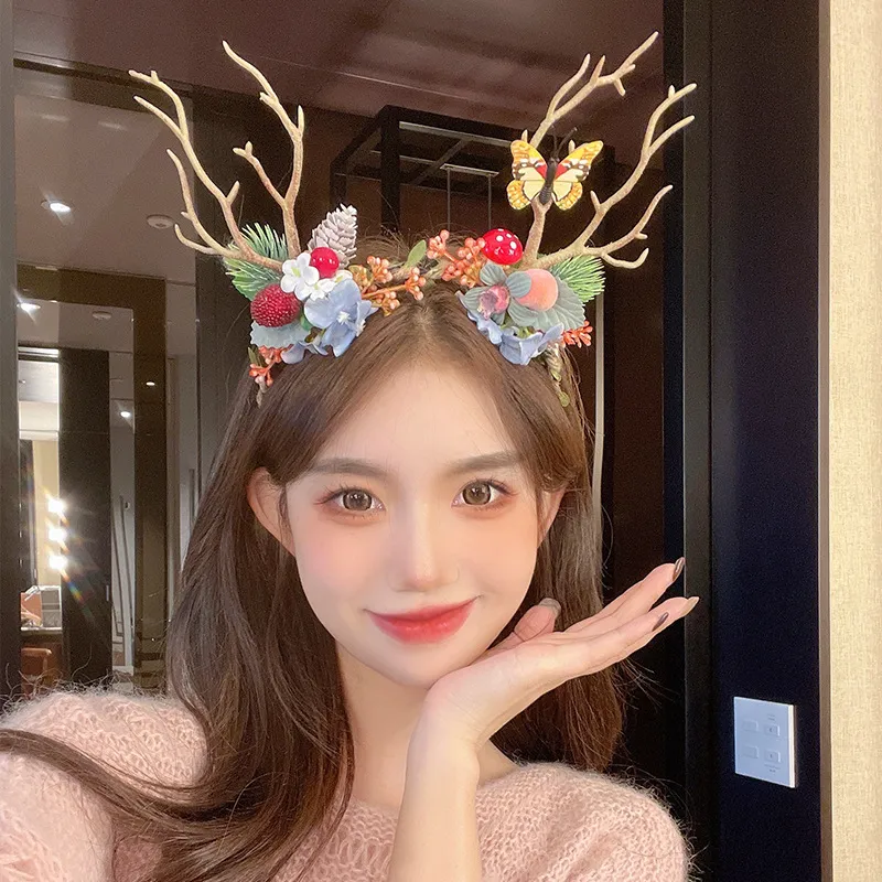 Antler Hair Band Headdress Sen Super Fairy Net Red Light Fawn Elf Christmas Hair Ornaments Headband Forest Fairy Antler Hair Band Headdress Sen Super Fairy Net Red Light Fawn Elf Christmas Hair Ornaments Headband Forest Fairy