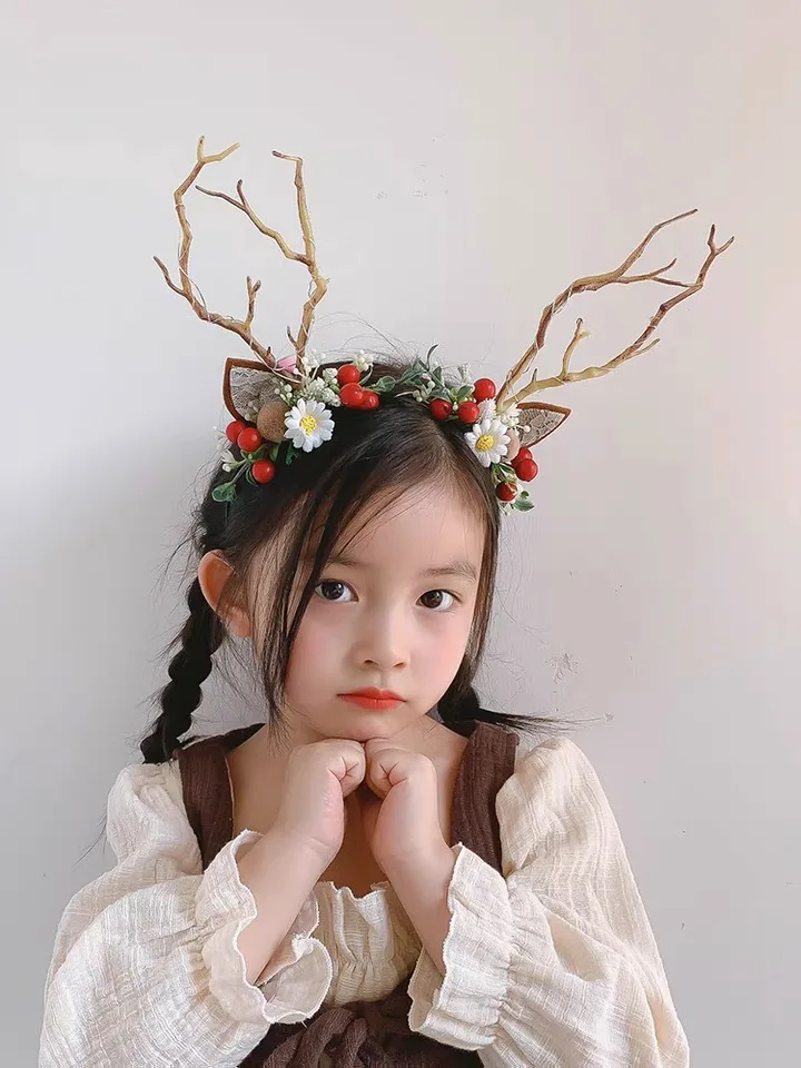 Antler Hair Band Headdress Sen Super Fairy Net Red Light Fawn Elf Christmas Hair Ornaments Headband Forest Fairy
