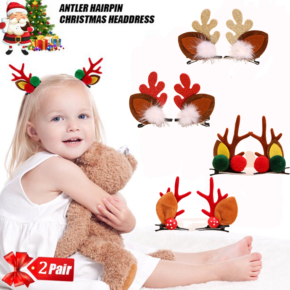 Antler Hair Clips Christmas Accessory (2 pcs)