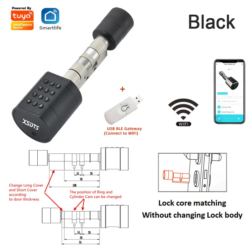 APP Fingerprint Cylinder Electronic Smart Door Lock Digital Keypad Code Key Card Remote Control Adjustable Home APP Fingerprint Cylinder Electronic Smart Door Lock Digital Keypad Code Key Card Remote Control Adjustable Home