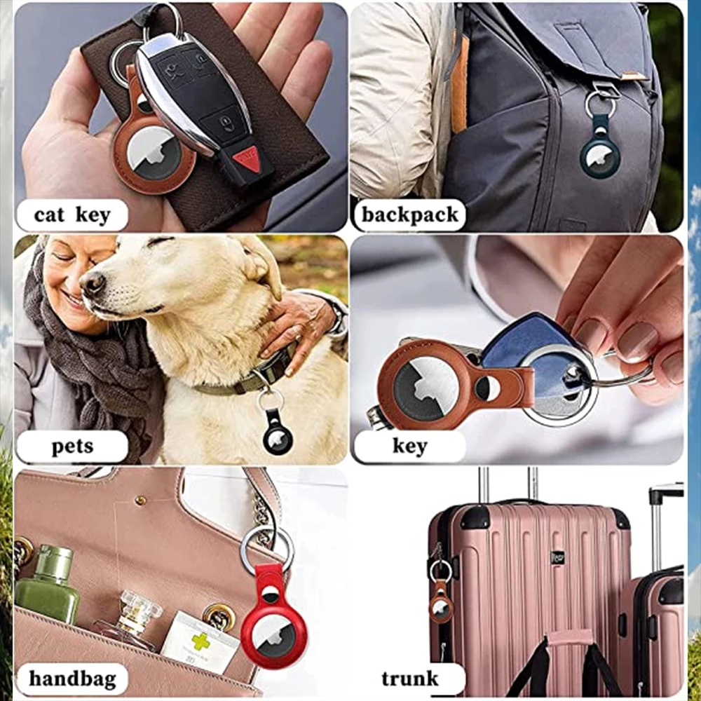 Apple Airtags Case Leather Keychain Protective For Airtag Tracker Locator Device Anti-lost For air tag Apple Airtags Case Leather Keychain Protective For Airtag Tracker Locator Device Anti-lost For air tag