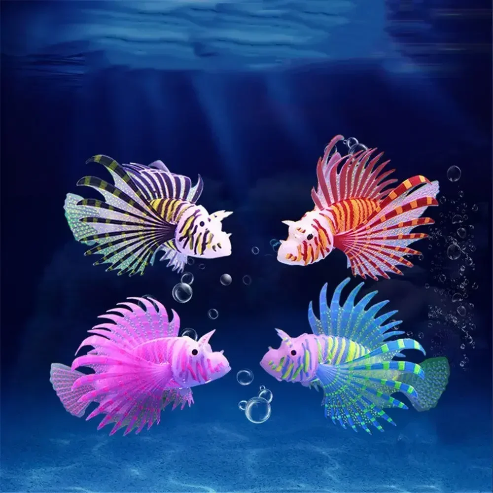 Aquarium Artificial Luminous Lionfish Fish Tank Landscape Silicone Fake Fish Floating Glow In Dark Ornament Home Aquarium Artificial Luminous Lionfish Fish Tank Landscape Silicone Fake Fish Floating Glow In Dark Ornament Home