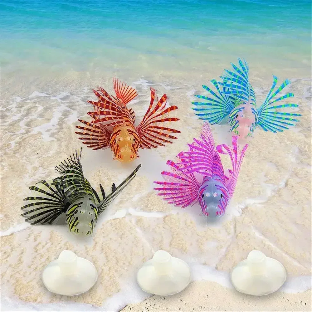Aquarium Artificial Luminous Lionfish Fish Tank Landscape Silicone Fake Fish Floating Glow In Dark Ornament Home Aquarium Artificial Luminous Lionfish Fish Tank Landscape Silicone Fake Fish Floating Glow In Dark Ornament Home