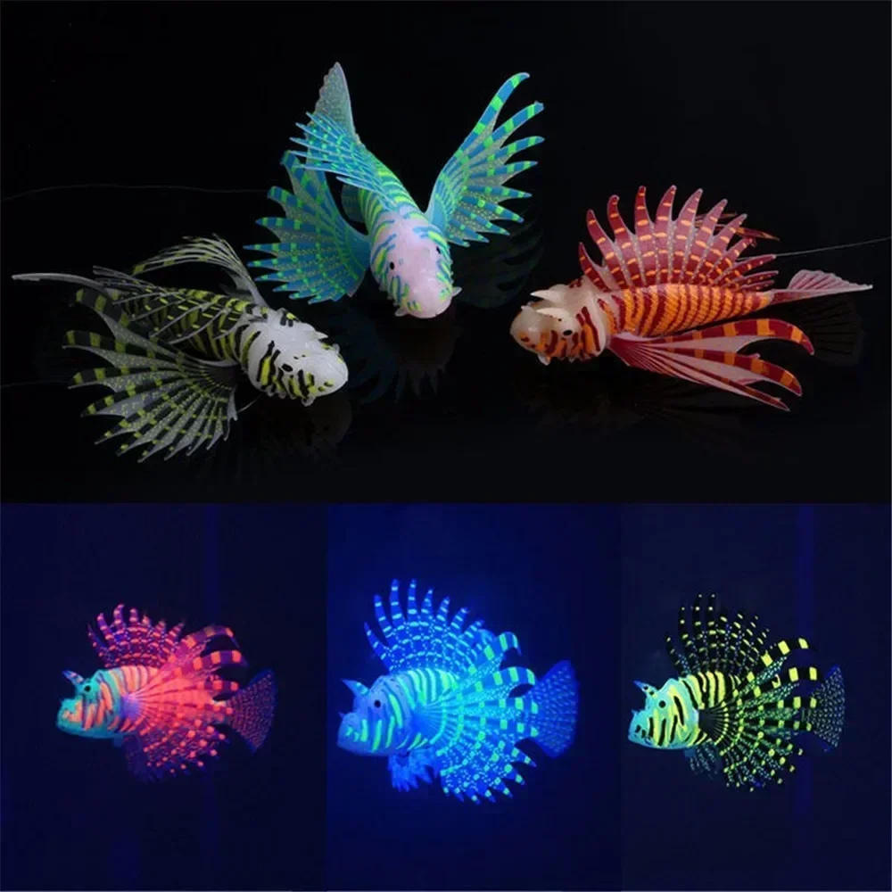 Aquarium Artificial Luminous Lionfish Fish Tank Landscape Silicone Fake Fish Floating Glow In Dark Ornament Home Aquarium Artificial Luminous Lionfish Fish Tank Landscape Silicone Fake Fish Floating Glow In Dark Ornament Home
