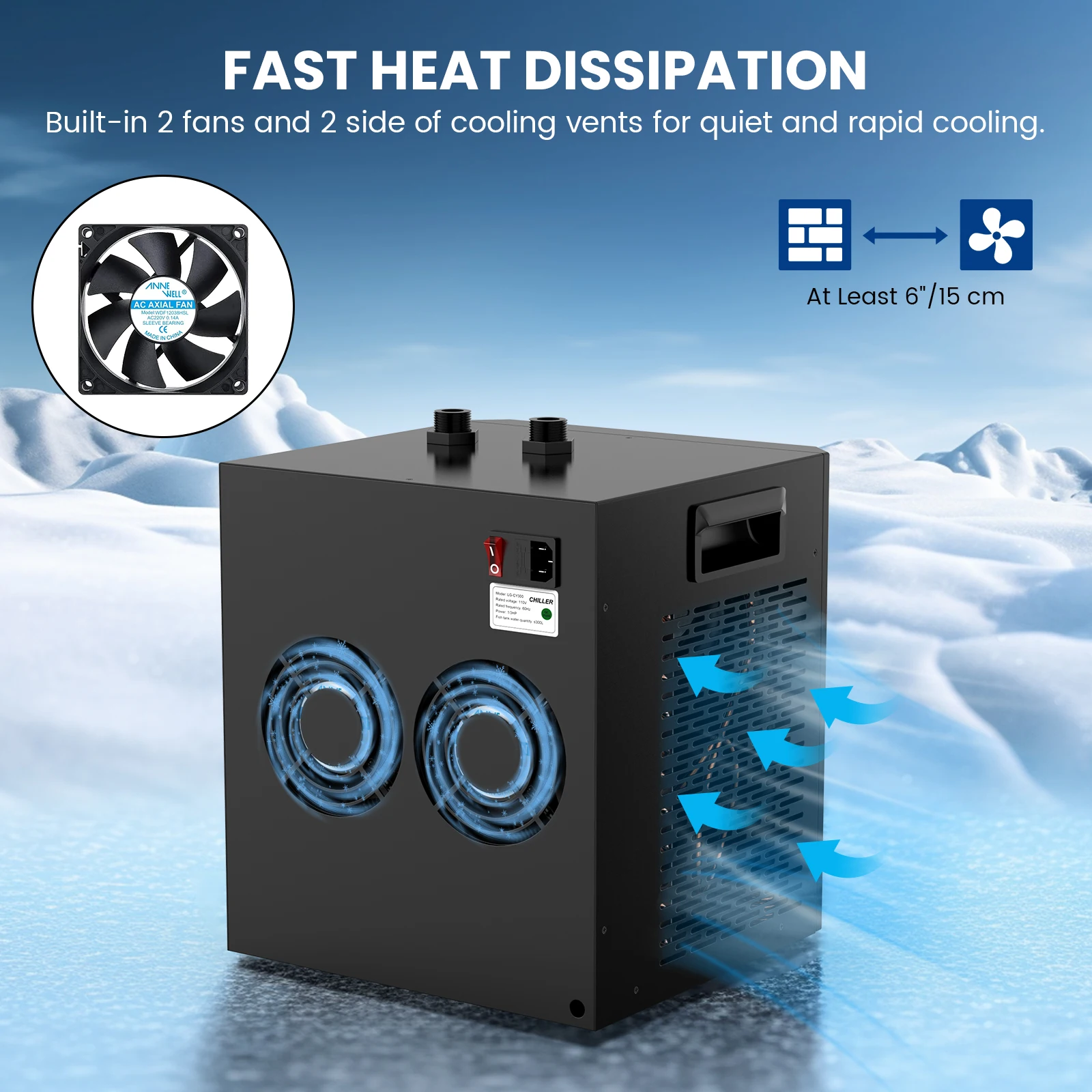 Aquarium Chiller 79Gal 1/3 HP Water Chiller for Hydroponics System Home Use Axolotl Fish Coral Shrimp with Pump and Pipe