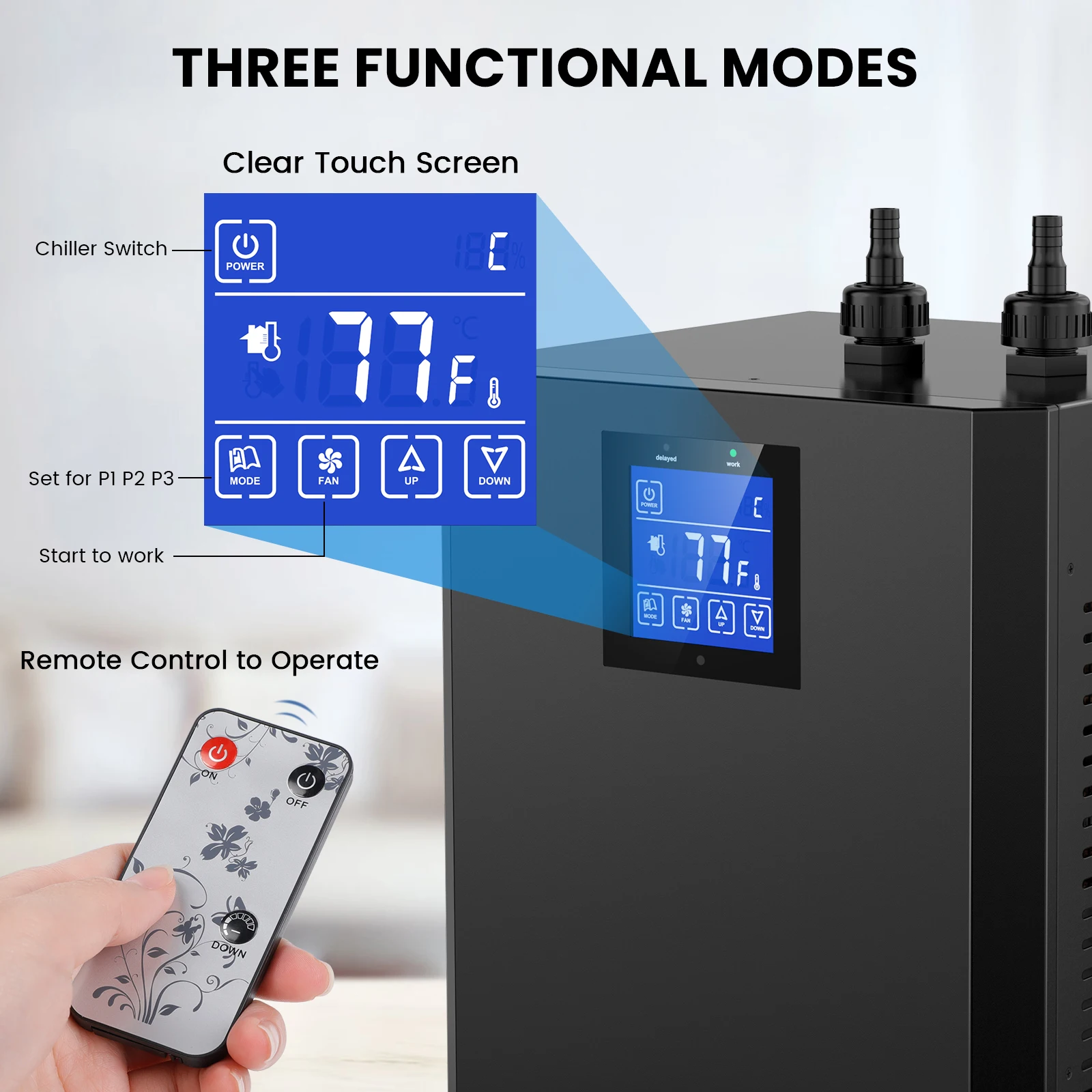 Aquarium Chiller 79Gal 1/3 HP Water Chiller for Hydroponics System Home Use Axolotl Fish Coral Shrimp with Pump and Pipe