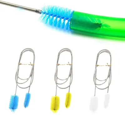 Aquarium Cleaning Brush for Water Hose Lily Pipe Air Tube Stainless Steel Flexible Bent Tube Double Head Brush Fish