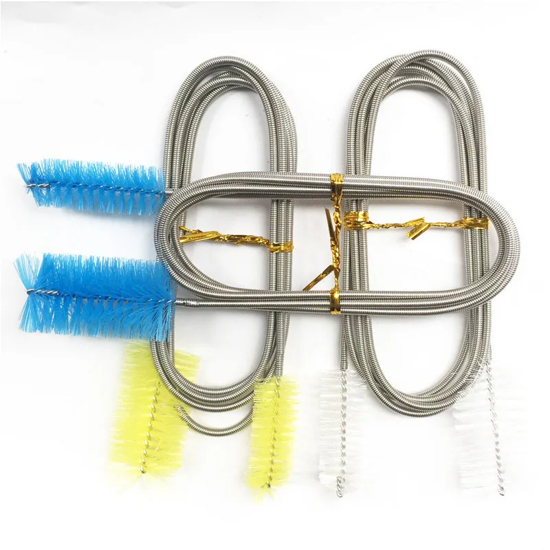 Aquarium Cleaning Brush for Water Hose Lily Pipe Air Tube Stainless Steel Flexible Bent Tube Double Head Brush Fish