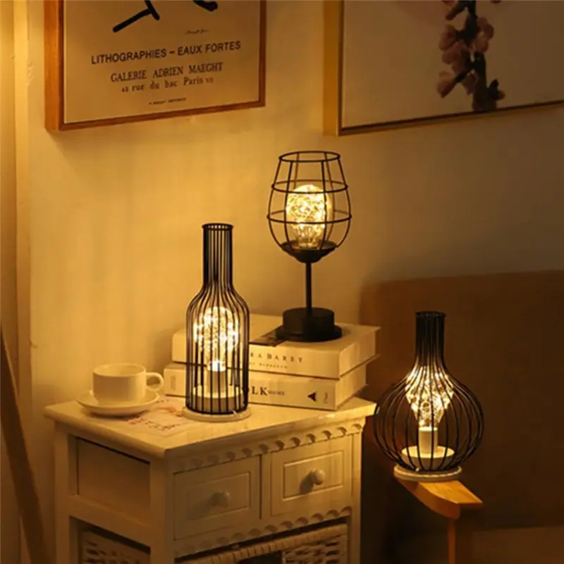 Art LED Table Lamp Reading Lamp Night Light Bedroom Bedside Lamp Desk Lighting Living Room Retro Classic Iron Home