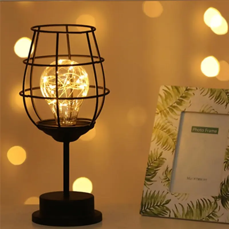 Art LED Table Lamp Reading Lamp Night Light Bedroom Bedside Lamp Desk Lighting Living Room Retro Classic Iron Home