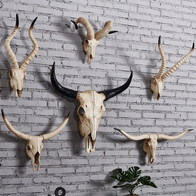 Artificial Cow Skull Sheep Skull Wall Decor Handmade Farmhouse Decor Wall SculptureFor Home Bar Restaurant Decoration
