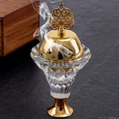 Artificial Crystal Incense Burner With Cover Aromatherapy Diffuser Metal Crafts Family Yoga Studio Home Decoration