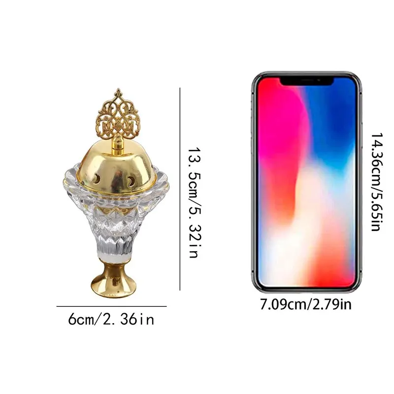 Artificial Crystal Incense Burner With Cover Aromatherapy Diffuser Metal Crafts Family Yoga Studio Home Decoration