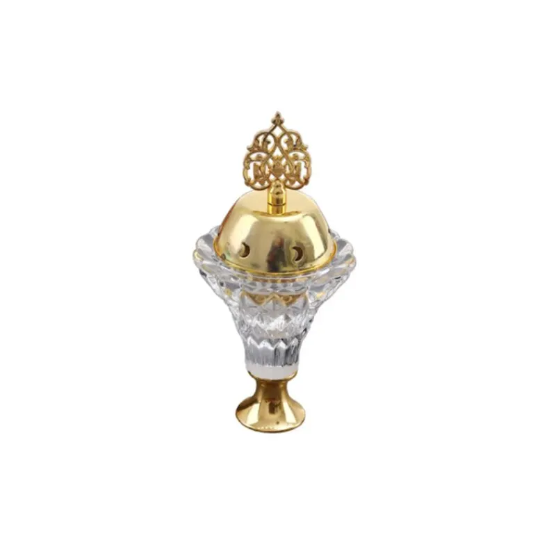 Artificial Crystal Incense Burner With Cover Aromatherapy Diffuser Metal Crafts Family Yoga Studio Home Decoration