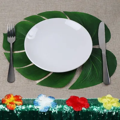 Artificial Green Tropical Leaf Placemats (12 pcs)