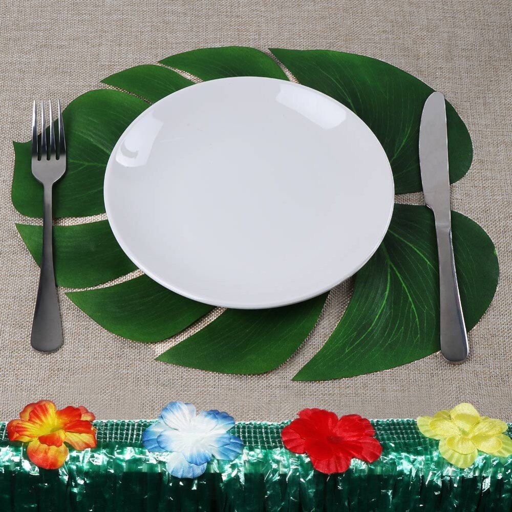 Artificial Green Tropical Leaf Placemats (12 pcs) Artificial Green Tropical Leaf Placemats (12 pcs)