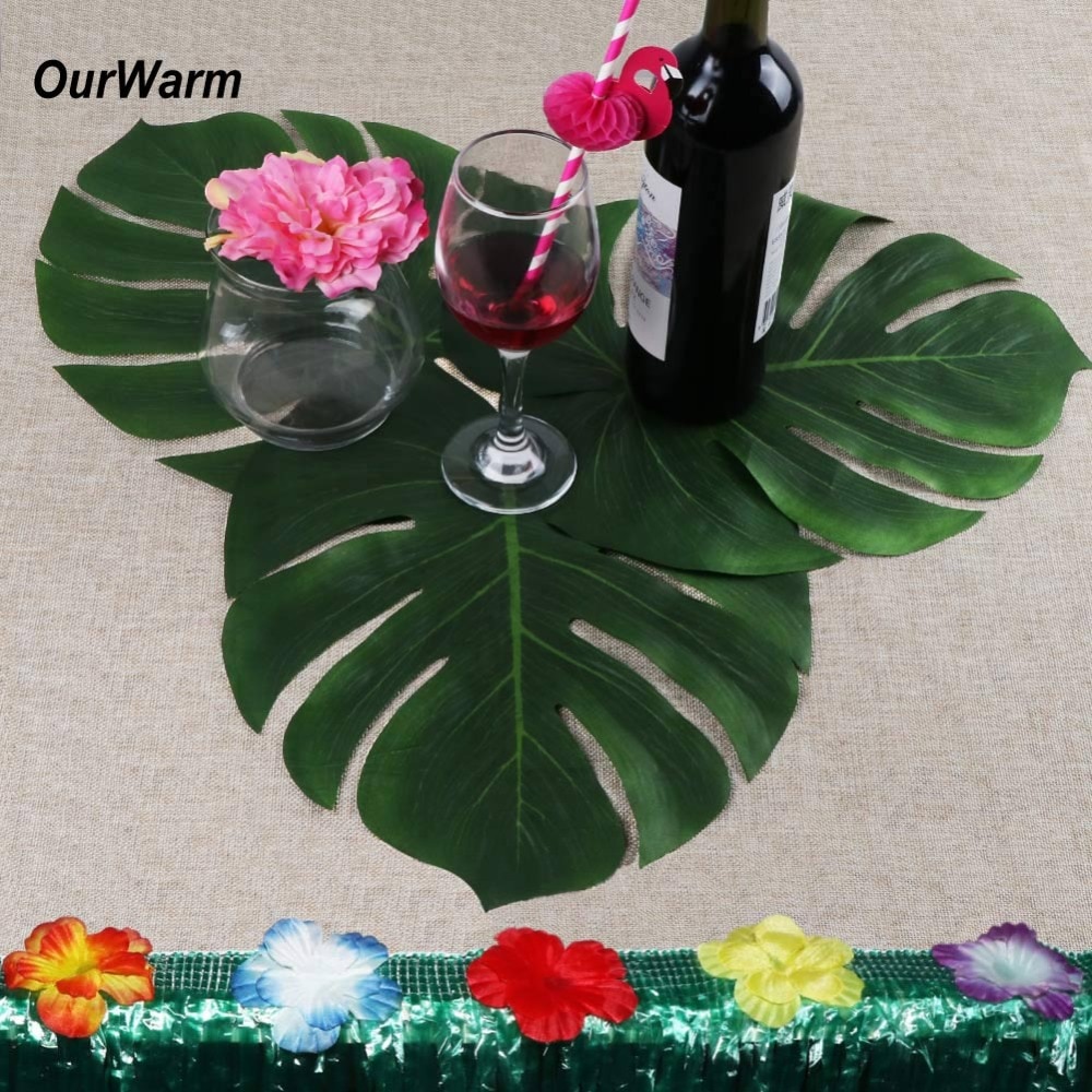 Artificial Green Tropical Leaf Placemats (12 pcs)