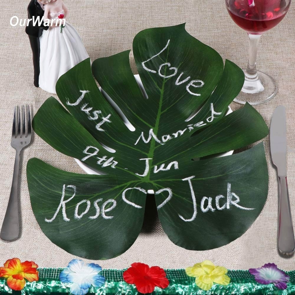 Artificial Green Tropical Leaf Placemats (12 pcs)