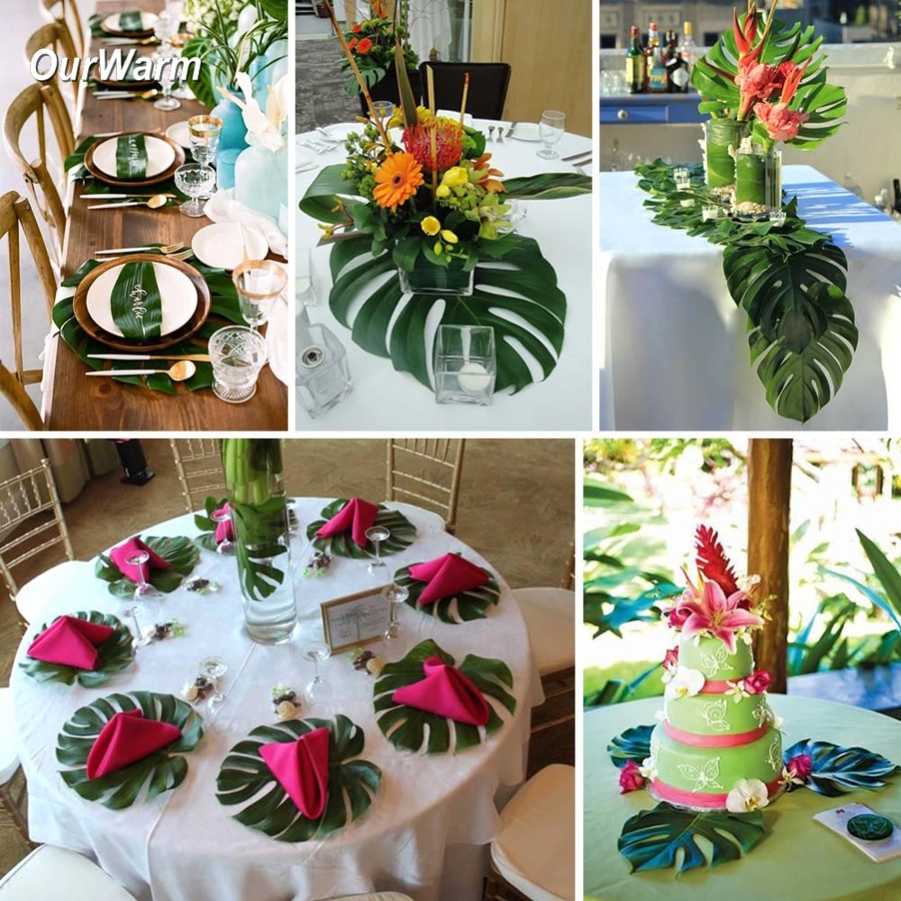 Artificial Green Tropical Leaf Placemats (12 pcs)