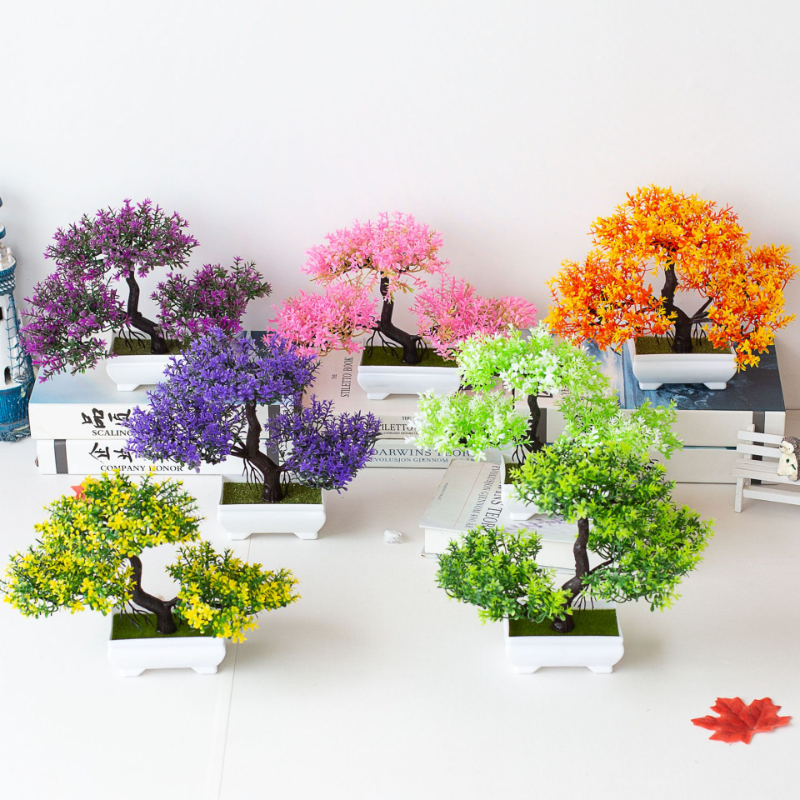 Artificial Plants Bonsai Small Tree Fake Plant Flower Potted Ornaments for Home Hotel Room Table Decoration Garden Decor