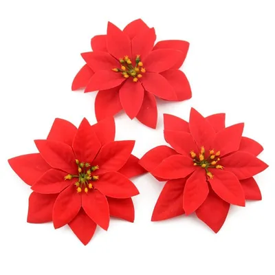 Artificial Poinsettia Flowers Christmas Decor (10 pcs)