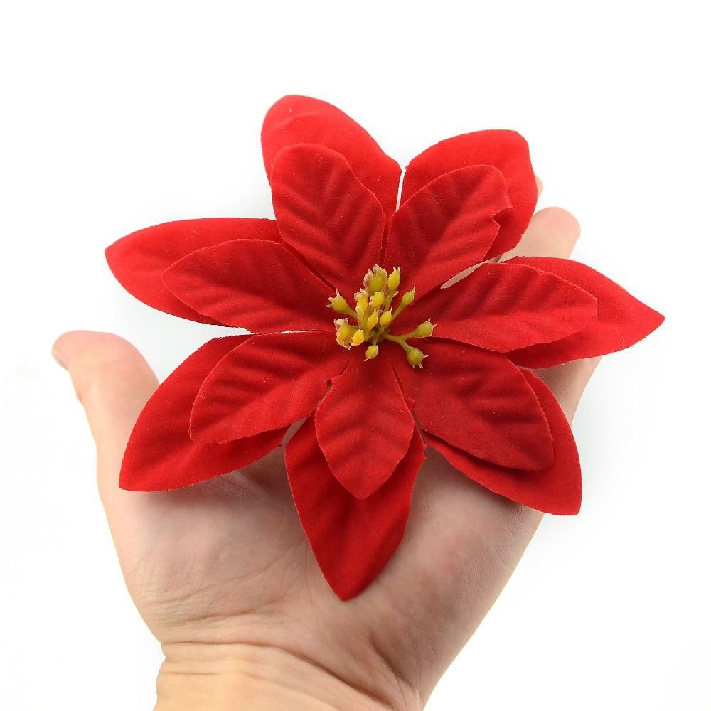 Artificial Poinsettia Flowers Christmas Decor (10 pcs)
