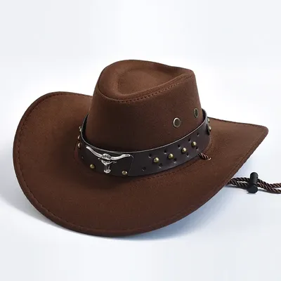 Artificial Suede Western Cowboy Hats Vintage Big-edge Gentleman Cowgirl Jazz Hat Holidays Party Cosplay Hat Artificial Suede Western Cowboy Hats Vintage Big-edge Gentleman Cowgirl Jazz Hat Holidays Party Cosplay Hat