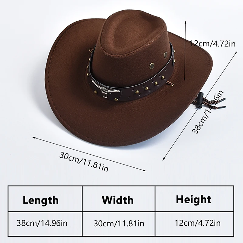 Artificial Suede Western Cowboy Hats Vintage Big-edge Gentleman Cowgirl Jazz Hat Holidays Party Cosplay Hat Artificial Suede Western Cowboy Hats Vintage Big-edge Gentleman Cowgirl Jazz Hat Holidays Party Cosplay Hat