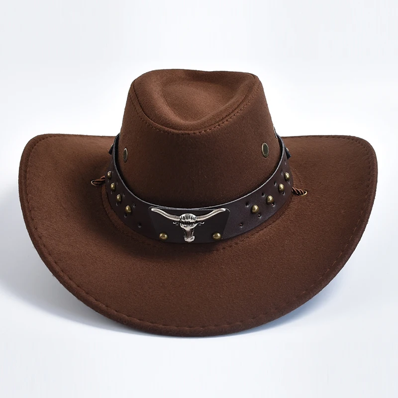 Artificial Suede Western Cowboy Hats Vintage Big-edge Gentleman Cowgirl Jazz Hat Holidays Party Cosplay Hat Artificial Suede Western Cowboy Hats Vintage Big-edge Gentleman Cowgirl Jazz Hat Holidays Party Cosplay Hat