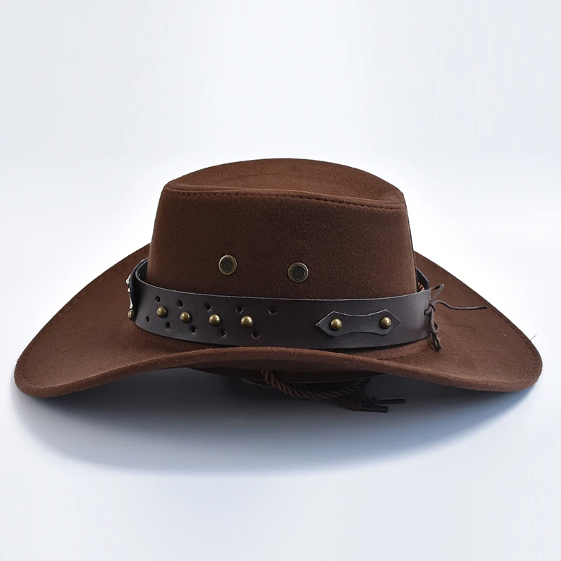 Artificial Suede Western Cowboy Hats Vintage Big-edge Gentleman Cowgirl Jazz Hat Holidays Party Cosplay Hat Artificial Suede Western Cowboy Hats Vintage Big-edge Gentleman Cowgirl Jazz Hat Holidays Party Cosplay Hat
