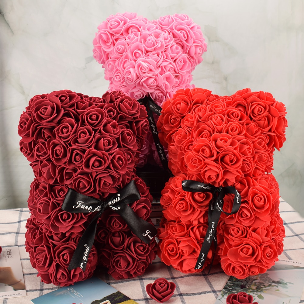 Artificial Valentine's Rose Bear