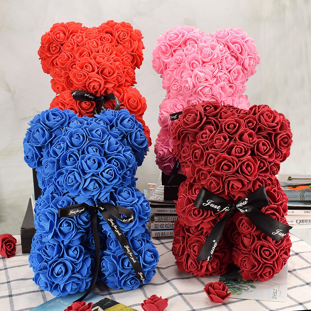Artificial Valentine's Rose Bear