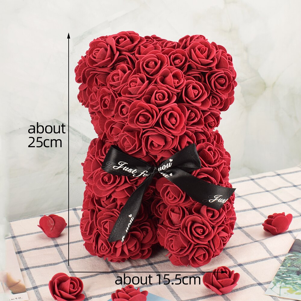 Artificial Valentine's Rose Bear